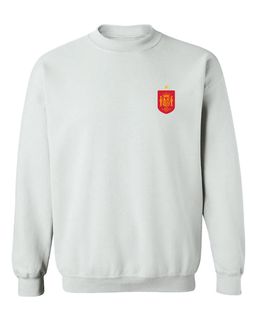 Spain National Team Womens White Cotton Crewneck Pullover Sweatshirt