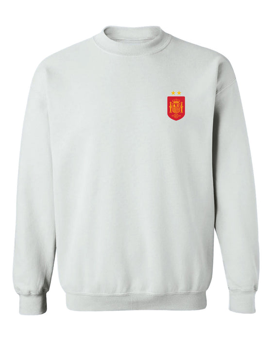 Spain National Team Womens White Cotton Crewneck Pullover Sweatshirt