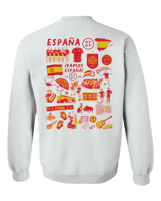 Spain National Team Womens White Cotton Crewneck Pullover Sweatshirt - Vive La Fête - Online Apparel Store