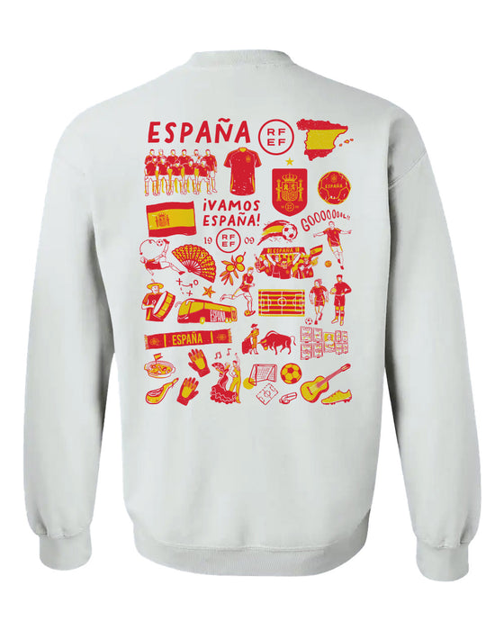 Spain National Team Womens White Cotton Crewneck Pullover Sweatshirt - Vive La Fête - Online Apparel Store