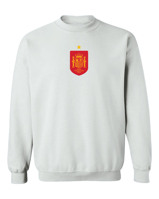 Spain National Team Womens White Cotton Crewneck Pullover Sweatshirt