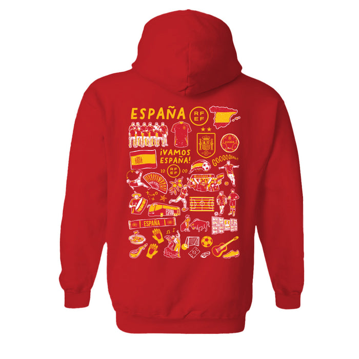 Spain National Team Womens Red Cotton Pullover Hoodie