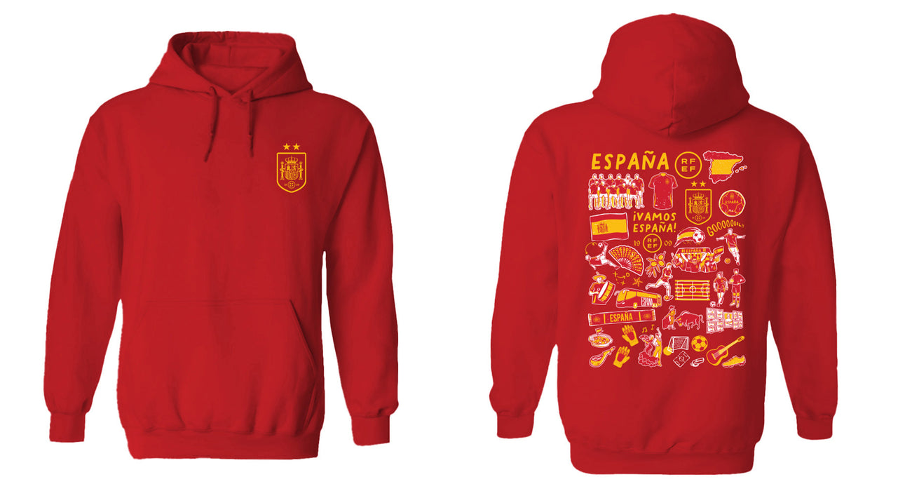 Spain National Team Womens Red Cotton Pullover Hoodie