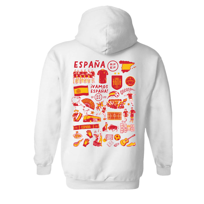 Spain National Team Womens White Cotton Pullover Hoodie