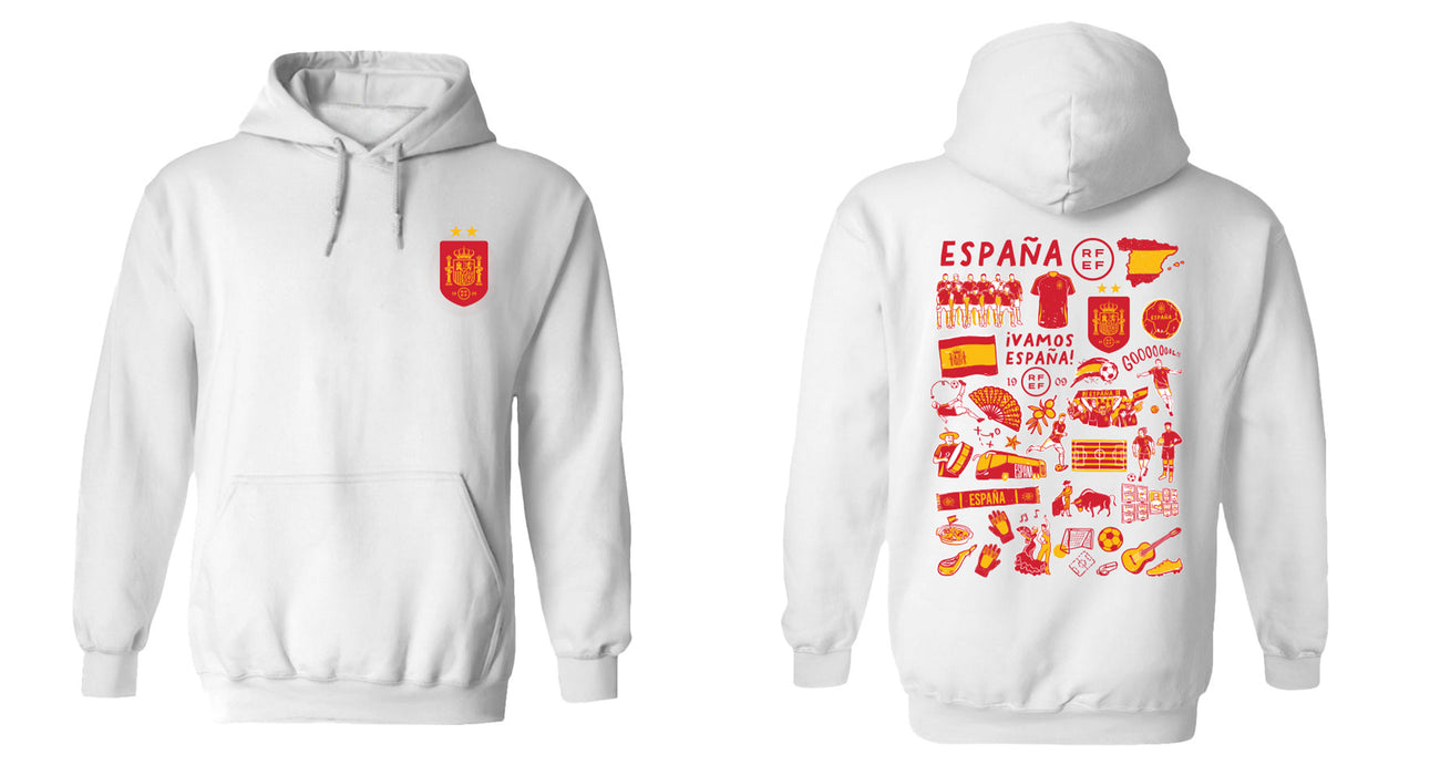 Spain National Team Womens White Cotton Pullover Hoodie