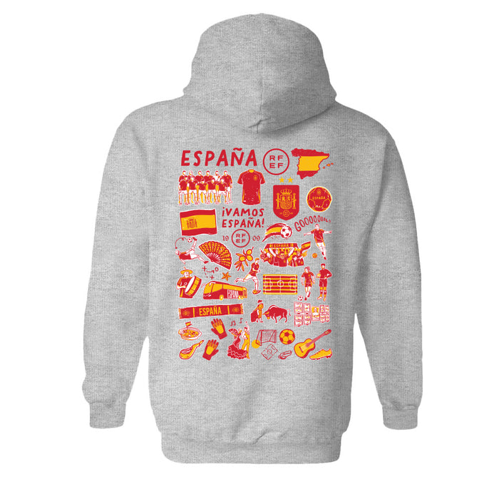Spain National Team Womens Grey Cotton Pullover Hoodie