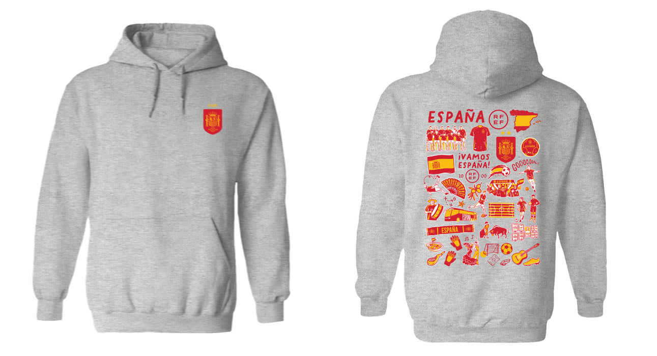 Spain National Team Womens Grey Cotton Pullover Hoodie