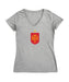 Spain National Team Women's V-neck Fitted Grey Cotton T-Shirt
