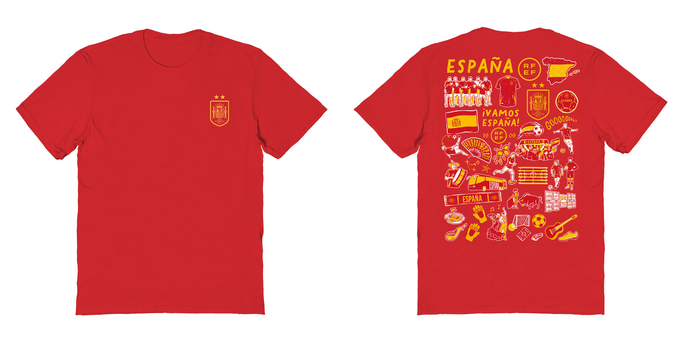 Spain National Team Womens Red Cotton Tshirt