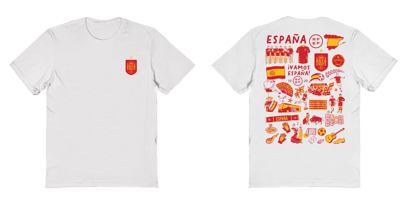 Spain National Team Womens White Cotton Tshirt - Vive La Fête - Online Apparel Store