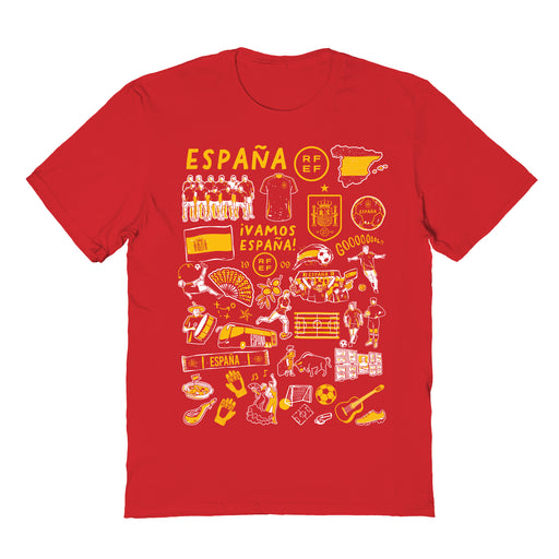 Spain National Team Front Impressions Artwork Women Red Cotton T-Shirt
