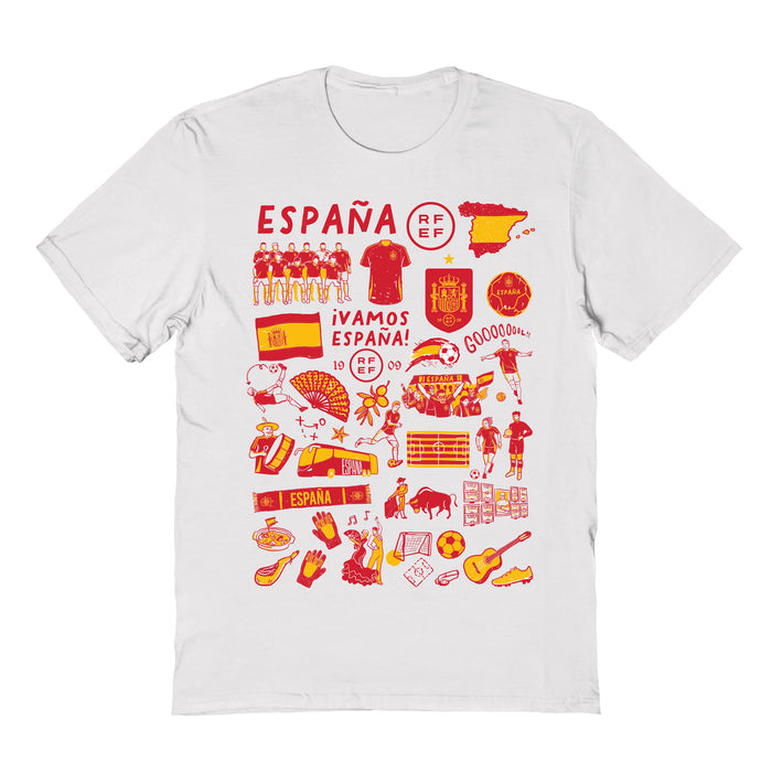Spain National Team Front Impressions Artwork Women White Cotton T-Shirt