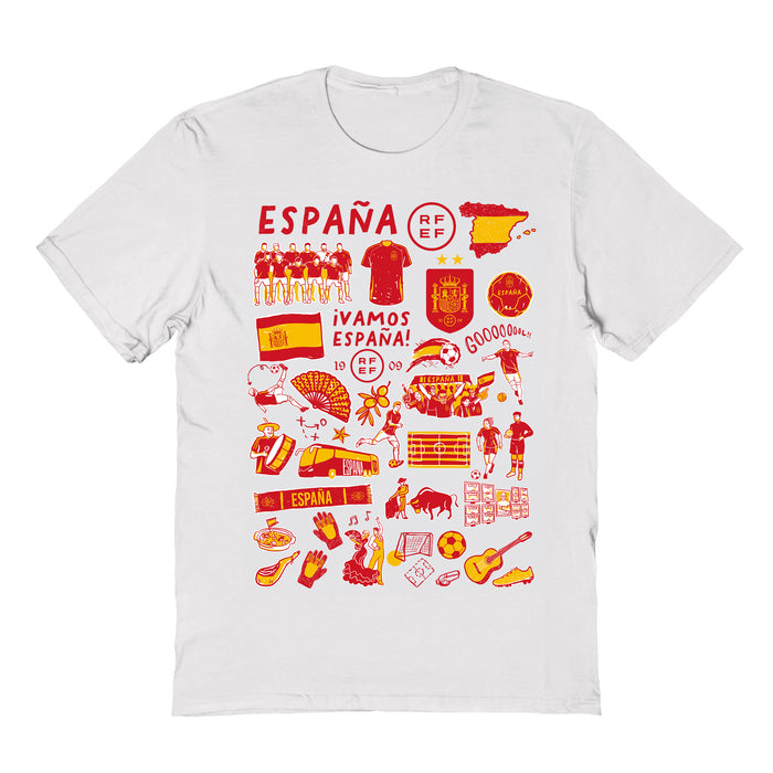 Spain National Team Front Impressions Artwork Women White Cotton T-Shirt
