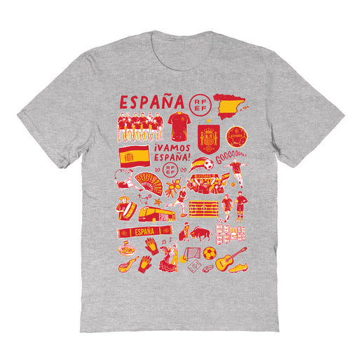 Spain National Team Front Impressions Artwork Women Grey Cotton T-Shirt