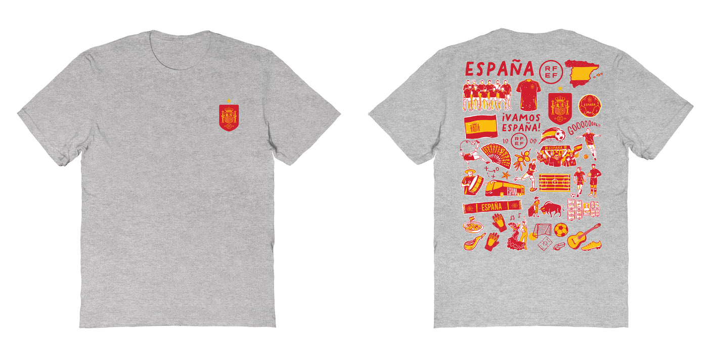 Spain National Team Womens Grey Cotton Tshirt - Vive La Fête - Online Apparel Store