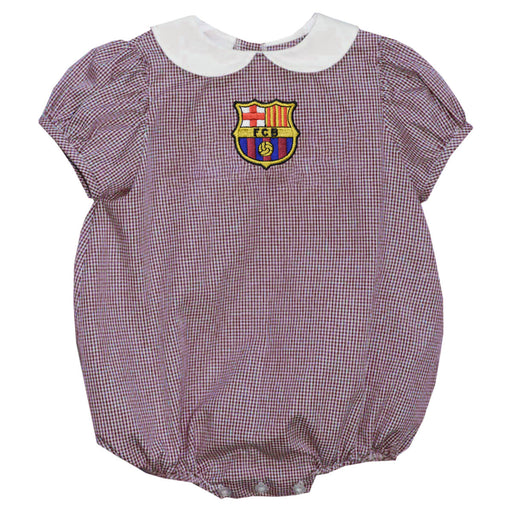 FC Barcelona Embroidered Maroon Girls Baby Bubble Short Sleeve