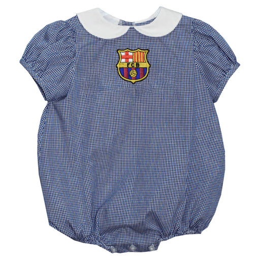 FC Barcelona Embroidered Navy Girls Baby Bubble Short Sleeve