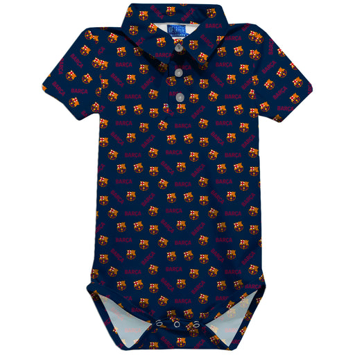 FC Barcelona Repeat Logo Navy Short Sleeve Polo Bodysuit