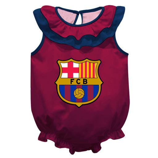FC Barcelona Maroon Sleeveless Ruffle Onesie Logo Bodysuit