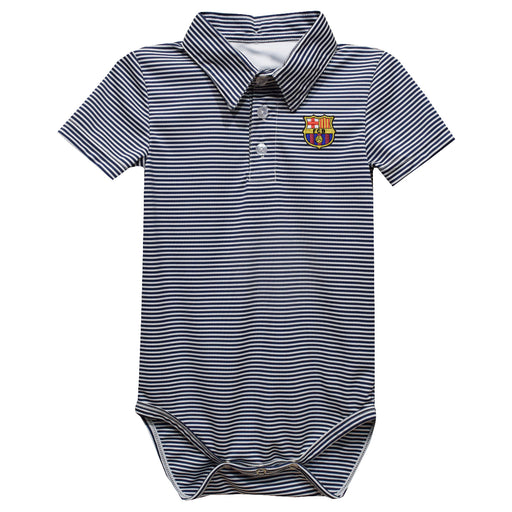 FC Barcelona Embroidered Navy Stripes Knit Polo Onesie