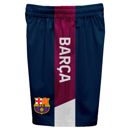 FC Barcelona Boy Stripes Boys Solid Navy Athletic Mesh Short - Vive La Fête - Online Apparel Store
