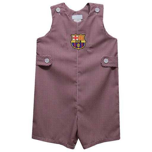 FC Barcelona Embroidered Maroon Gingham Boys Jon Jon