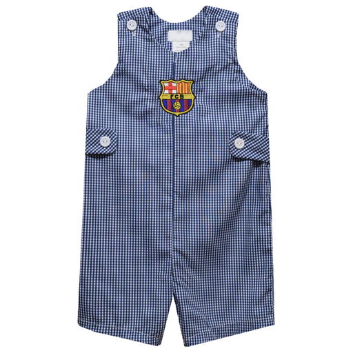 FC Barcelona Embroidered Navy Gingham Boys Jon Jon