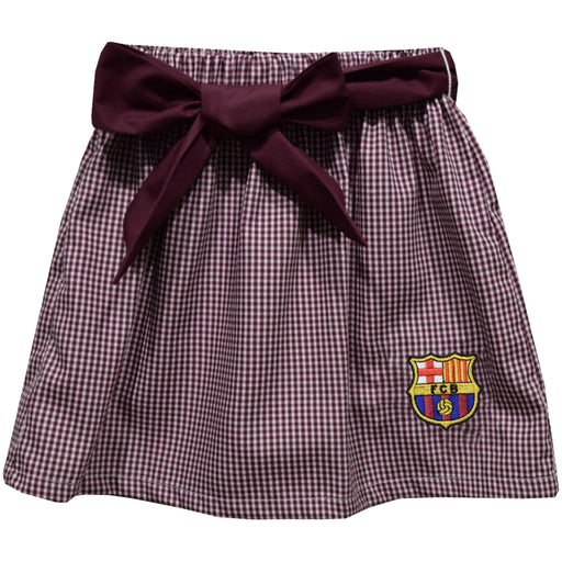 FC Barcelona Embroidered Maroon Gingham Skirt With Sash