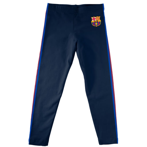 FC Barcelona Girls Game Day All Over Logo Elastic Waist Classic Play Navy Leggings Tights