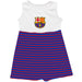 FC Barcelona Girls White Sleeveless Tank Dress Red Stripes on Skirt