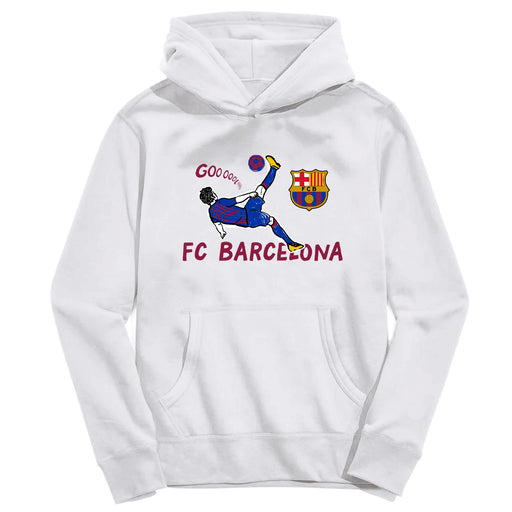 FC Barcelona Youth White Pullover Cotton Hoodie