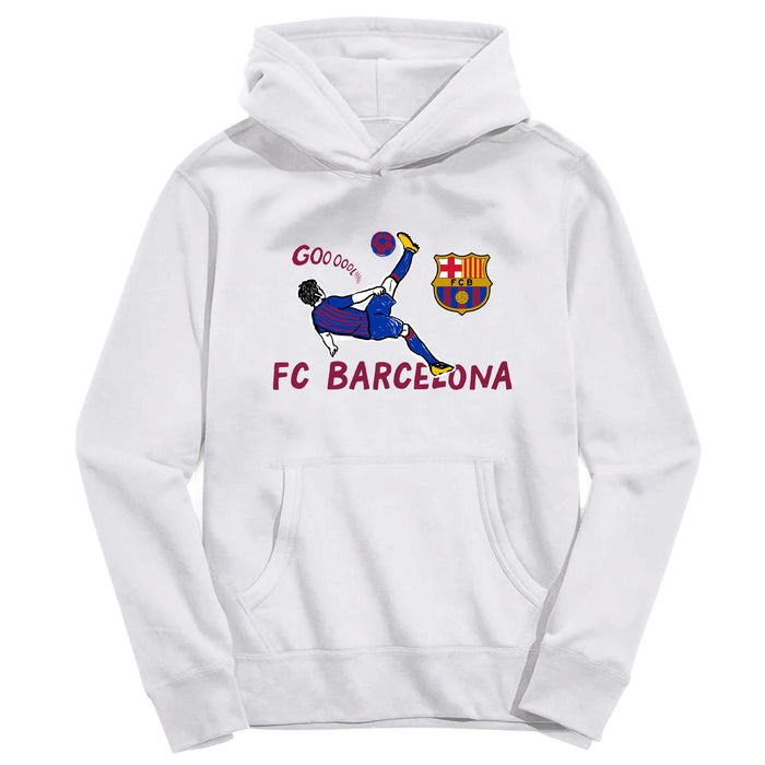FC Barcelona Youth White Pullover Cotton Hoodie
