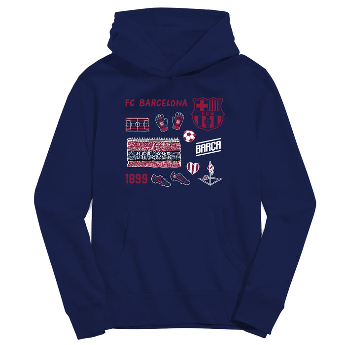 FC Barcelona Youth Navy Pullover Cotton Hoodie