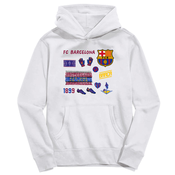 FC Barcelona Youth White Pullover Cotton Hoodie
