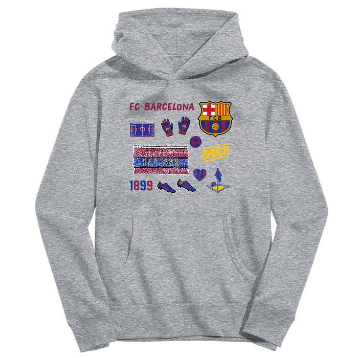 FC Barcelona Youth Grey Pullover Cotton Hoodie