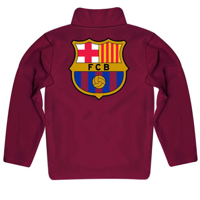 FC Barcelona Maroon Quarter Zip Pullover Big Logo on back - Vive La Fête - Online Apparel Store