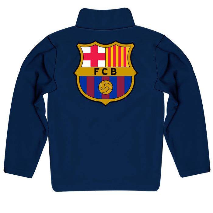 FC Barcelona Navy Quarter Zip Pullover Stripes on Sleeves - Vive La Fête - Online Apparel Store