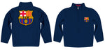 FC Barcelona Navy Quarter Zip Pullover Stripes on Sleeves - Vive La Fête - Online Apparel Store
