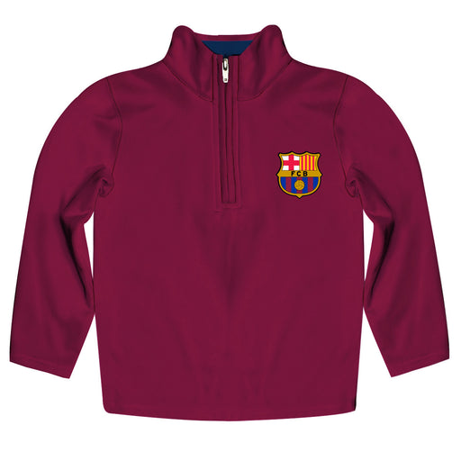 FC Barcelona Maroon Quarter Zip Pullover Big Logo on back