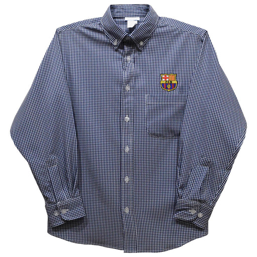 FC Barcelona Embroidered Navy Long Sleeve Button Down Shirt