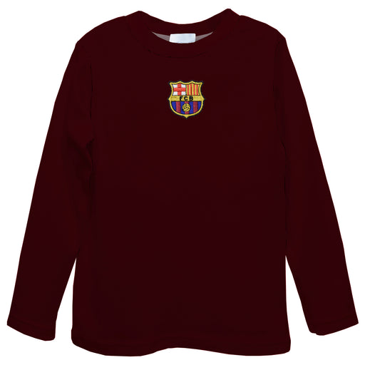 FC Barcelona Embroidered Maroon Long Sleeve Boys Tee Shirt