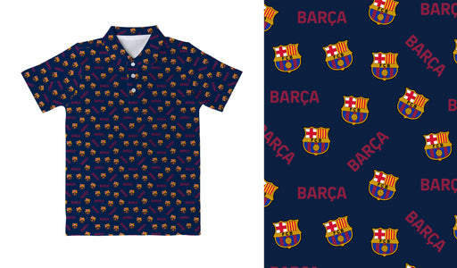 FC Barcelona Repeat Logo Navy Short Sleeve Polo Shirt - Vive La Fête - Online Apparel Store