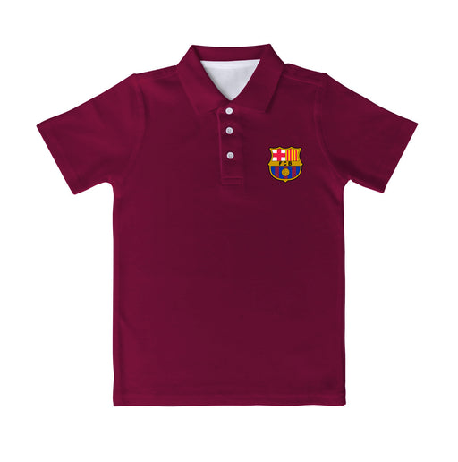 FC Barcelona Repeat Logo Maroon Short Sleeve Polo Shirt