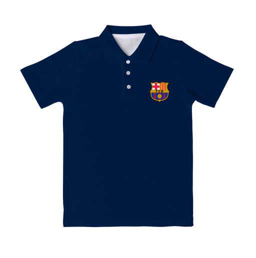 FC Barcelona Repeat Logo Navy Short Sleeve Polo Shirt