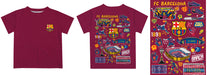 FC Barcelona Boys Maroon Short Sleeve Tee Shirt Solid Impressions Artwork - Vive La Fête - Online Apparel Store