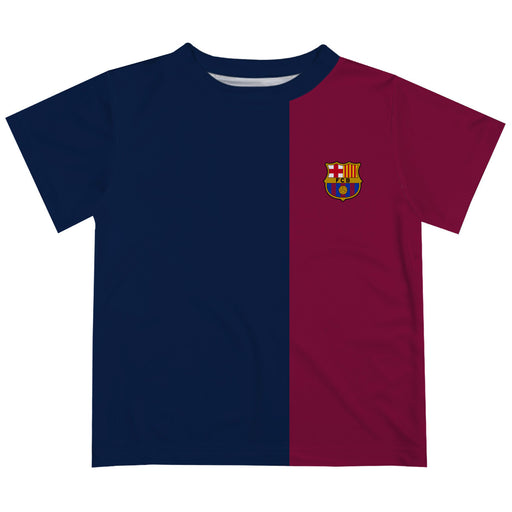 FC Barcelona Boys Blue Short Sleeve Tee Shirt Solid Two Colors