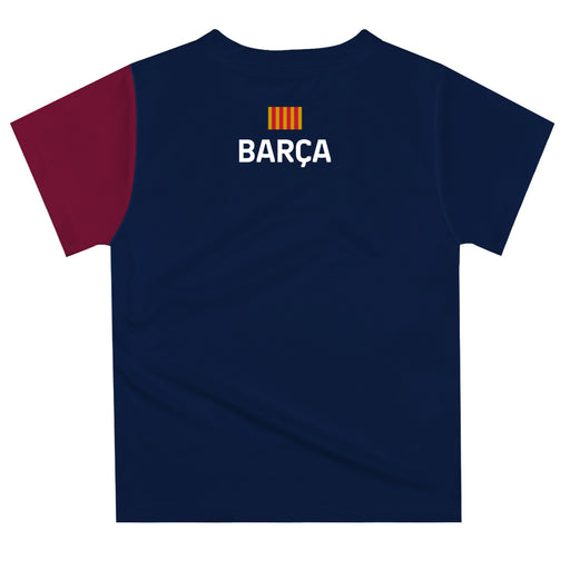 FC Barcelona Boys Blue Short Sleeve Tee Shirt Solid Two Colors - Vive La Fête - Online Apparel Store
