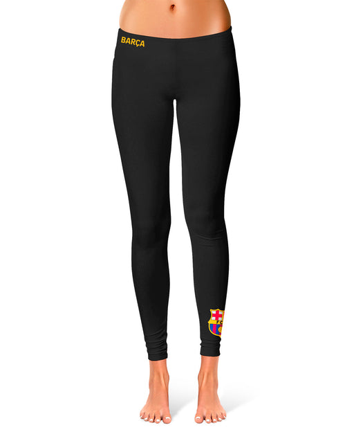 FC Barcelona Logo on waist Color Block Women Black Yoga Leggings