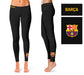 FC Barcelona Logo on waist Color Block Women Black Yoga Leggings - Vive La Fête - Online Apparel Store