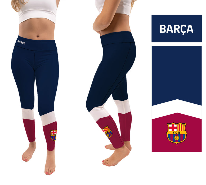 FC Barcelona Ankle Color Block Women Blue Yoga Leggings - Vive La Fête - Online Apparel Store